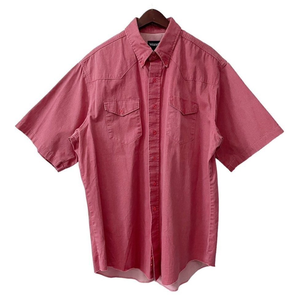 Wrangler Red Regular Fit X-Long Tails Western Button Up Shirt Men's Size 17.5